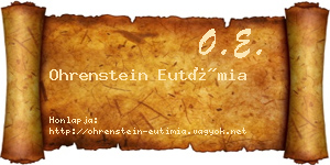 Ohrenstein Eutímia névjegykártya